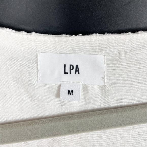 LPA Gabriella Eyelet Maxi Dress Ivory White V-Neck Side Slits Sleeveless Sz M - Picture 7 of 13